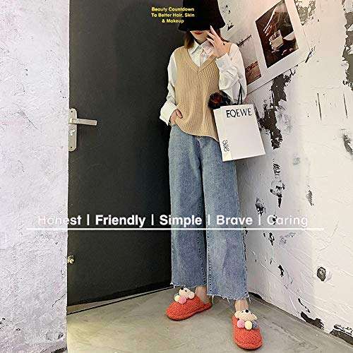 WALNUTA Women Home Slippers Winter Warm Shoes Woman Slip on Flats Slides Female Faux Fur Slippers Women Shoes Closed Toe (Color : Yellow, Size : #36) 3