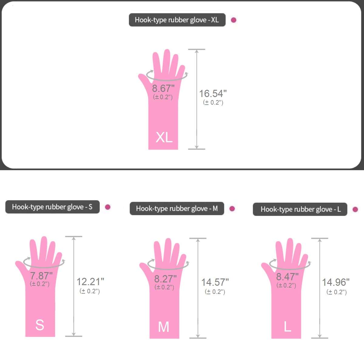 Reusable Waterproof Non-Slip Dishwashing Household Cleaning Rubber Gloves with Hang-Dry Hook (1Pair-Medium) 3