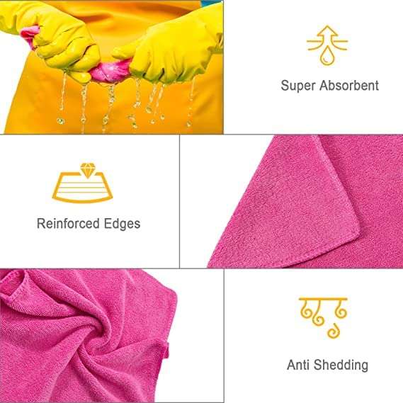 Twinish Multi-Purpose Microfiber Table Cloths/Napkins for The House, Kitchen, Party, and Cocktails! Extremely Absorbent, Washable, and Reusable for Daily use-300 GSM 40x40 cms, (Pack of 1) 6