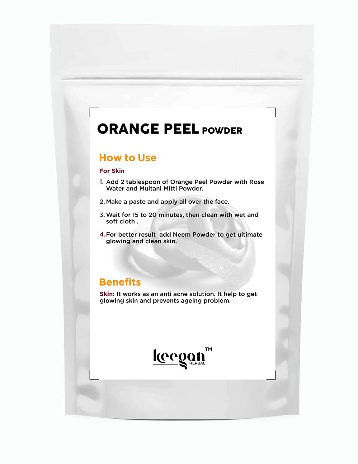 Keegan Herbal Natural Orange Peel Powder For Face and skin care 100gm Pouch | Remove Tan, Glowing Skin,(100gm Pouch) 5