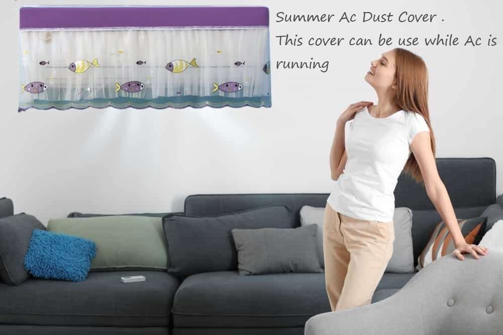 DARSHANAM WORLD Premium Work Indoor AC Dust Protection Cover Dust Proof Washable AC Cover for All Season Open Type Running Mode AC Cover 1.5 Ton (38 X 12 X 9 inch ) (PURPLE FISH) 6