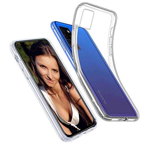 for Oukitel C21 Case with Tempered Glass Screen Protector Crystal Soft Clear Shockproof TPU Bumper Transparent Silicone Protective Phone case Cover for Oukitel C21 (6.4") 2