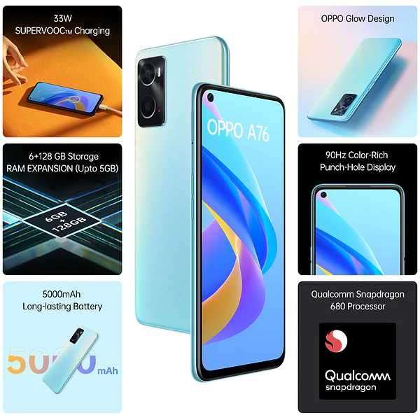 Oppo A76 (128, 6GB Glowing Blue, New) 5