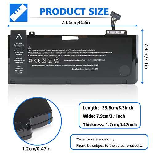 ELECBRAiN New Laptop Replacement Battery for A1278 A1322 [MacBook Pro 13 inch] - (Mid 2009, Mid 2010, Early 2011, Late 2011, Mid 2012), fit MB990LL/A MC724LL/A - [Li-Polymer 6-Cell 66.6Wh 11.1V] 2