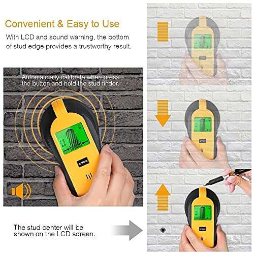 TANGIST High Sensitivity Stud Finder Sensor Wall Scanner, 4 in 1 Multifunction Electronic Stud Sensor Wall Detector Center Finding with LCD Display for Wood AC Wire Metal Studs Detection 3