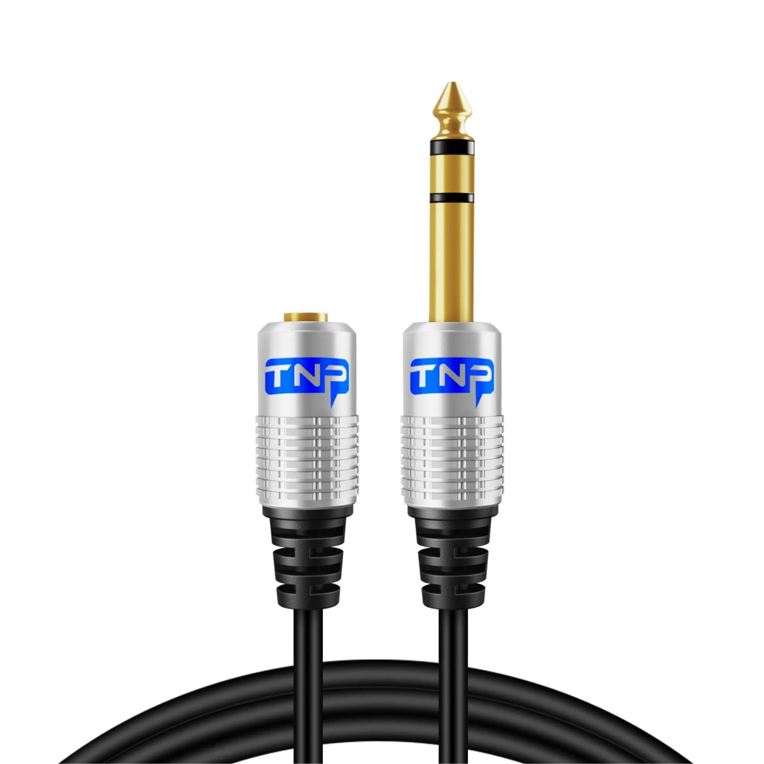 TNP Premium 6.35mm to 3.5mm Headphone Adapter Cable (15FT) - 1/4 Male to 1/8 Female Audio Cable with Gold Plated Connector - TRS Stereo Jack Cord Extension for Guitar, Amplifier, Speaker, Piano 6