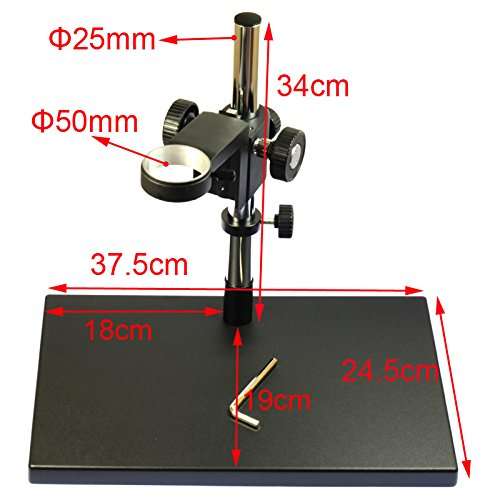 Metal Boom Stereo Microscope Camera Table Stand Holder 50mm Ring +180X Zoom C-Mount Lens (180X Zoom Lens) 4