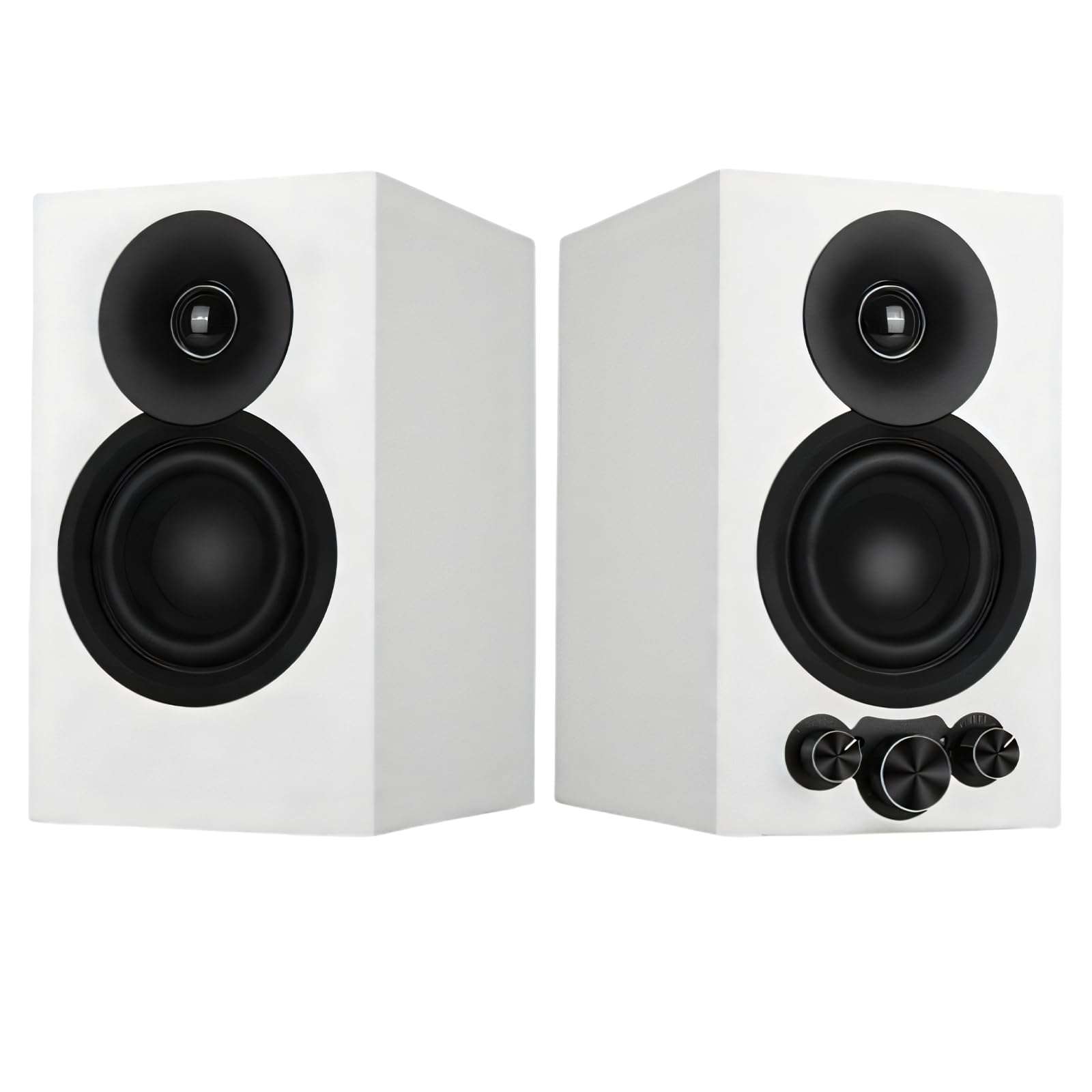 AORS AS-43 Bluetooth Bookshelf Speaker, 50W X 2 Active TV Speaker with 4” Woofer, Turntable Speaker with Optical/RCA/SUB Out Input for PC/TV and Projector (White) 3