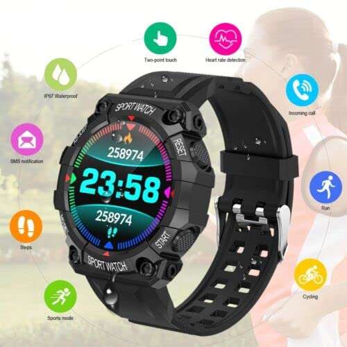 SYN SONS Bluetooth Smart Band for Men and Women Touch Screen Watch Health Bracelet Activity Tracker FD68 1.3 Inch Screen Watch Valentin Day Gift for Wife and Husband (Black Color) 4