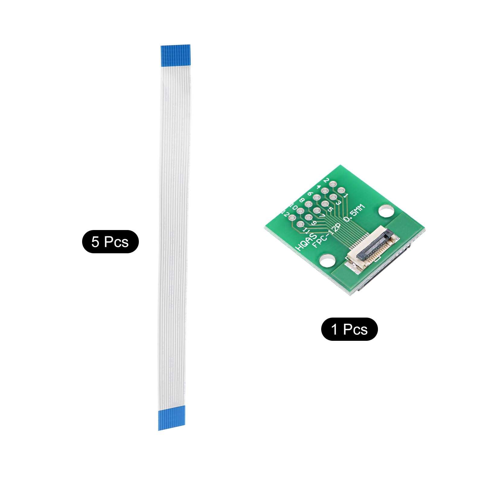 MECCANIXITY 12 Pin FFC FPC 0.5mm 1mm Pitch to DIP 2.0mm and Flexible Flat Cable 150mm 1mm Pitch for FPC/FFC LCD TV Car Audio DVD Player 3