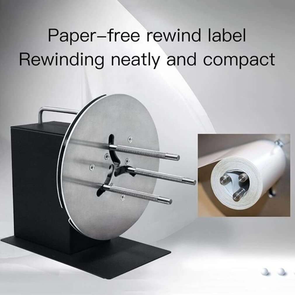 Pveanns Label Rewinder, Automatic Label Rewinder, Stainless Steel Shaft, 0-8 Inch/s Speed-Adjustable, Synchronized with Printer,Low Noise for Office, Warehouse 4
