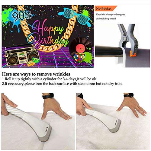 Avezano 90s Theme Birthday Party Backdrop 7x5ft Retro Hip-Hop Graffiti 90'S Birthday Neon Party Photography Background Back to The 90s Birthday Decoration Banner (7x5ft) 4