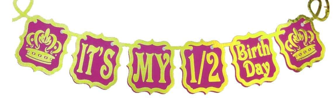 1/2 Birthday Decorations for Boy/Girl with HBD Foil Balloon, 20 Metallic Balloons and Curtains (Pink) 5