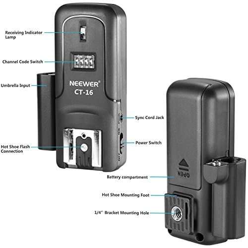 Neewer 16 Channels Wireless Radio Flash Speedlite Studio Trigger Set, Including (1) Transmitter and (4) Receivers, Fit for Canon Nikon Pentax Olympus Panasonic DSLR Cameras (CT-16) 6