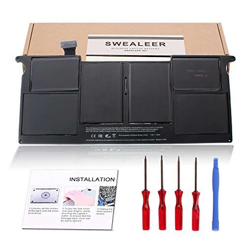 SWEALEER A1406 A1495 Battery Compatible for MacBook Air 11 inch A1370 Mid 2011 A1465 Mid 2012 2013 Early 2014 Replacement for MD223LL/A MC968LL/A MJVM2LLA MD711LL/A MD711LL/B [7.3V 35Wh/4860mAh A1406] 1