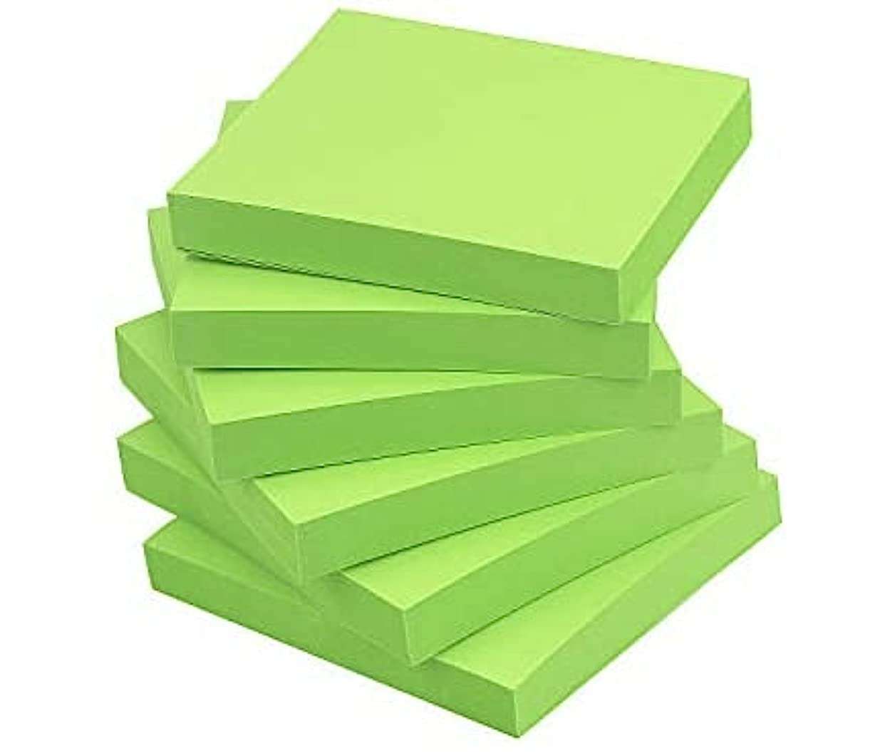 ODDY Sticky Notes, 2X Sticking Power, 3" x 3" , NEON Green Sticky Notes (Pack of 6, 80 Sheets per Pad) 1