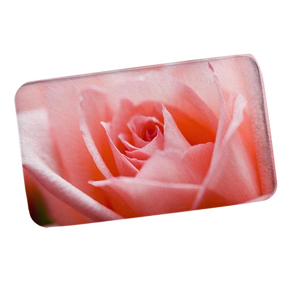 Hansi Kitchen Floor Mat Comfort Anti Slip Flannel Indoor Bahroom Rug Pink Rose 3