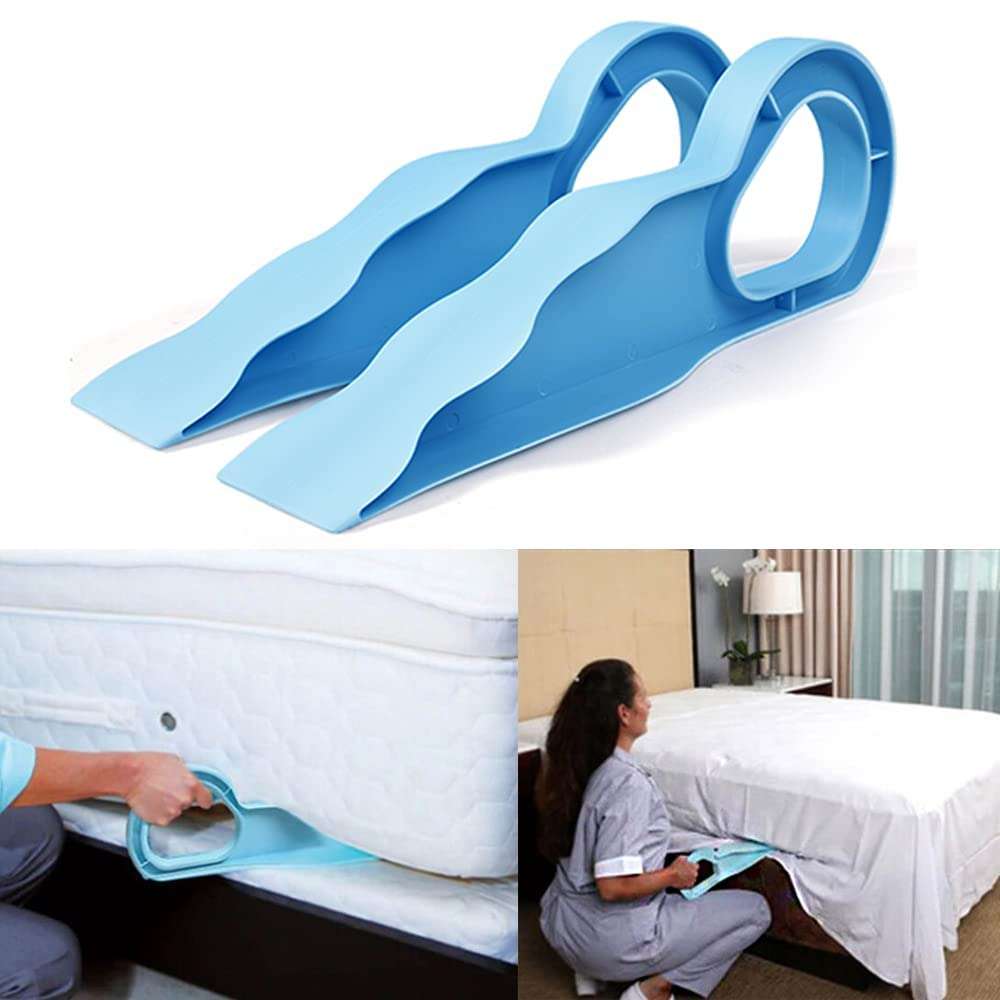 Plastic (Pack of 2) Mattress Lifter Tool 2 in 1 Bedsheet Tucker Tool Bedsheet Mattress Lifter Stand Bed Lifter Helps Lift and Hold Mattress Wedge Elevator Tool Bed Making Tool Bed Tucker Tool 1