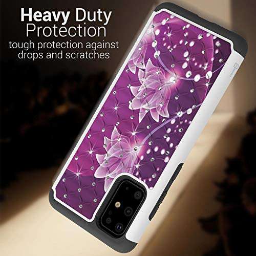 CoverON Bling Hybrid Aurora Series for Samsung Galaxy S20 Plus Case - Purple Flower 4