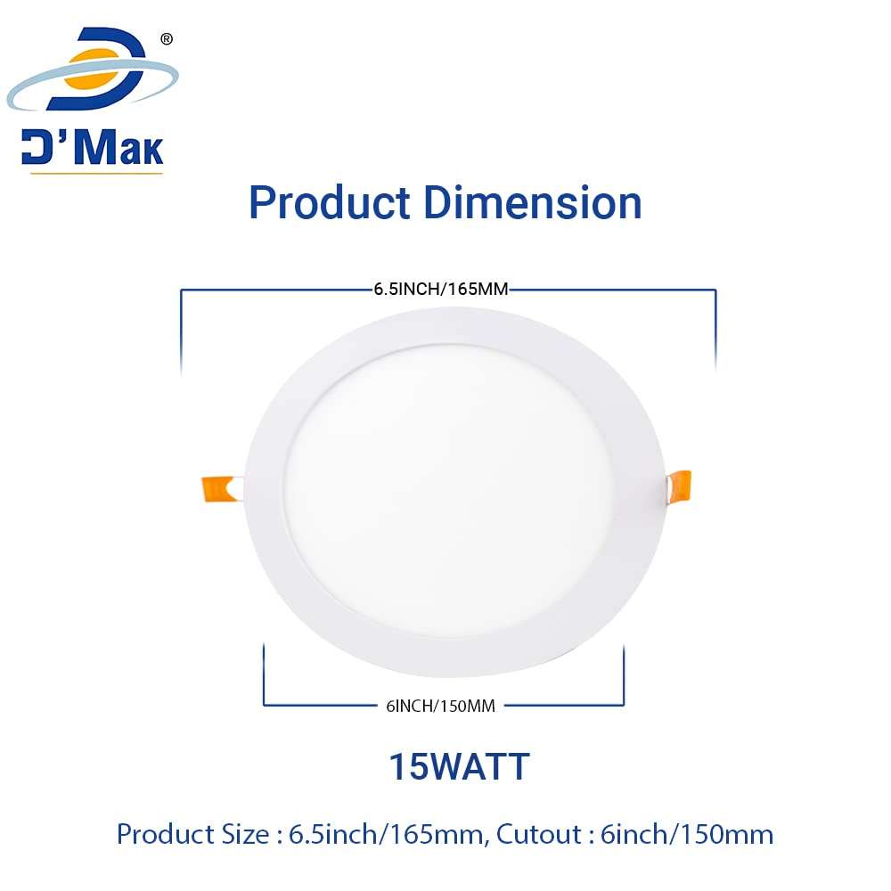 A'Mart 15 Watt LED Round False Ceiling Panel Light for POP (White) - Pack of 5 6