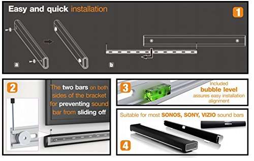 Mount Plus MP-SB-42 Aluminum Universal Sound Bar Bracket Mount for Mounting Sound Bar Above or Under TV Fits Most of Sound Bars up to 33 LBS 3