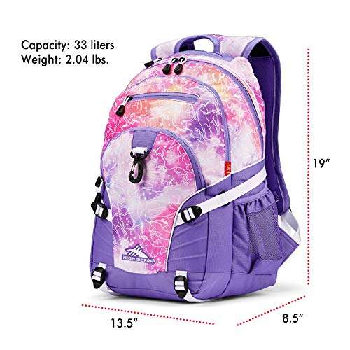 High Sierra Loop Backpack, Travel, or Work Bookbag with tablet sleeve, One Size, Unicorn Clouds/Lavender/White 5