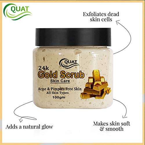 Quat Natural Gold Scrub Revitalizing Skin Whitening Face Scrub for Glowing Skin,Oily,Dry Skin for both Women&Men (100gm) 3
