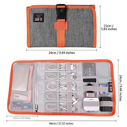 Electronic Organizer, BUBM Travel Cable Bag/USB Drive Shuttle Case/Electronics Accessory Organizer for Home Office-Grey 3