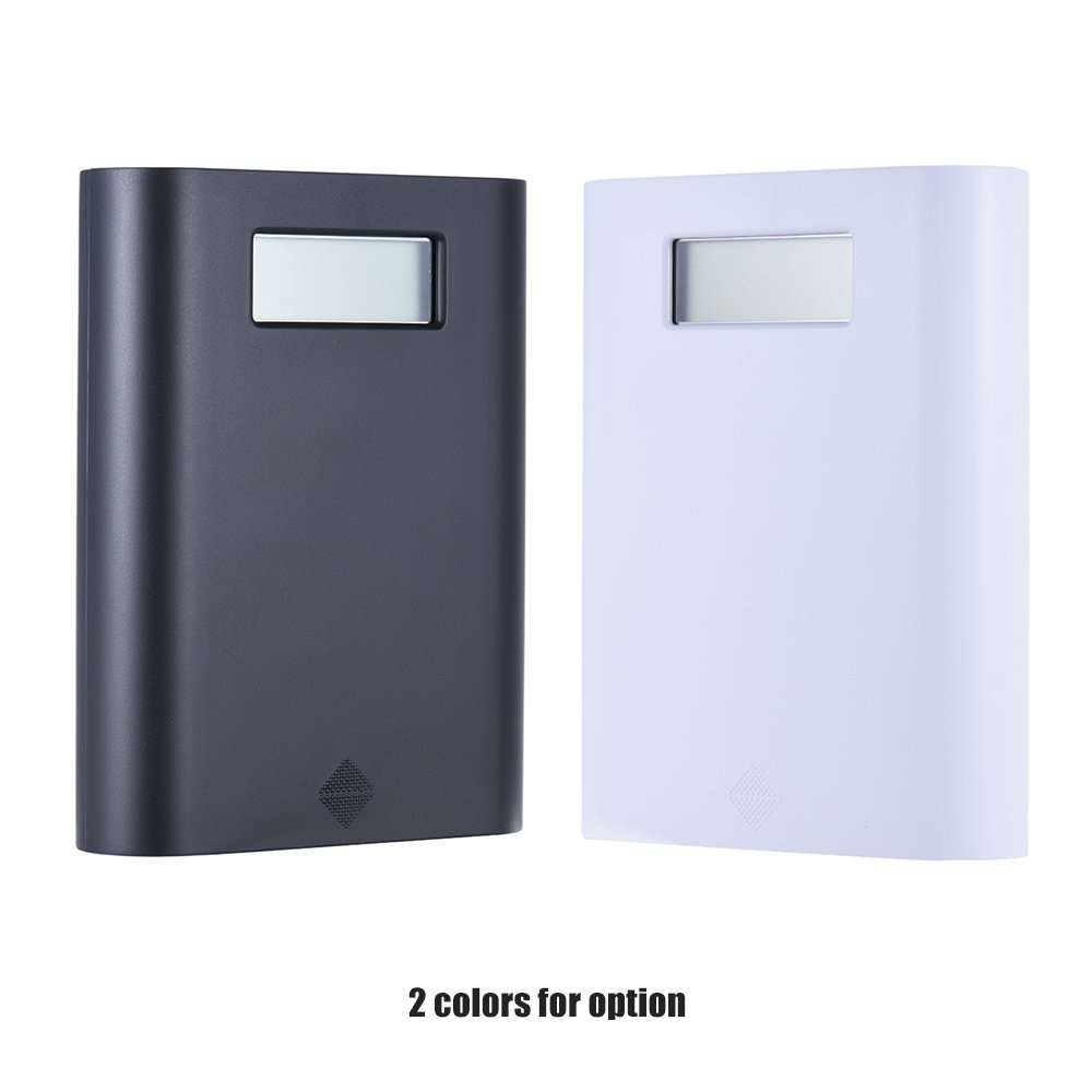 E3S Portable LCD Display 4 Slots 18650 Battery External Charger Holder Box Case DIY Power Pack Kit Compact Backup Power Source with Dual-USB Port - Black-POOWE 3