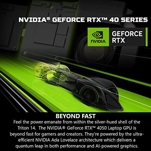 Acer Predator Triton 14 Gaming/Creator Laptop | 13th Gen Intel i7-13700H | NVIDIA GeForce RTX 4050 | 14" WUXGA 165Hz G-SYNC Display | 16GB LPDDR5 | 512GB PCIe Gen 4 SSD | Killer WiFi 6E | PT14-51-78B4 3
