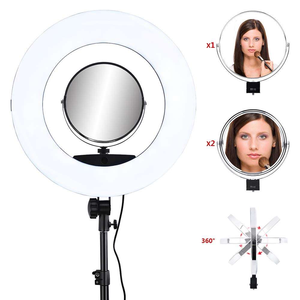CHZHENG 18" Selfie Ring Light,RGB LED Ring Light with Stand Tripd A Mirror and A Photography Remote for Makeup,YouTube, Video,Photography 6