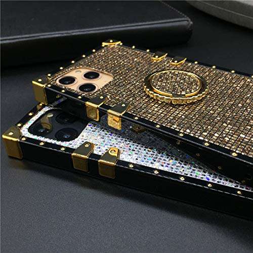 a20s for Samsung Galaxy A20S (not fit A20) Case,Fashion Design Bling Glitter Cute Gold Square Soft TPU Trunk Cover with Finger Ring Grip Kickstand for Man Women Girl Phone Skin,Red 6