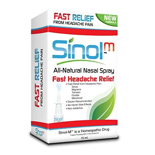 Sinol Headache Relief Spray, Over-The-Counter Medication Nose Spray for Migraine Cluster Tension, Sinus Relief & Nasal Decongestants, 15 ml 1