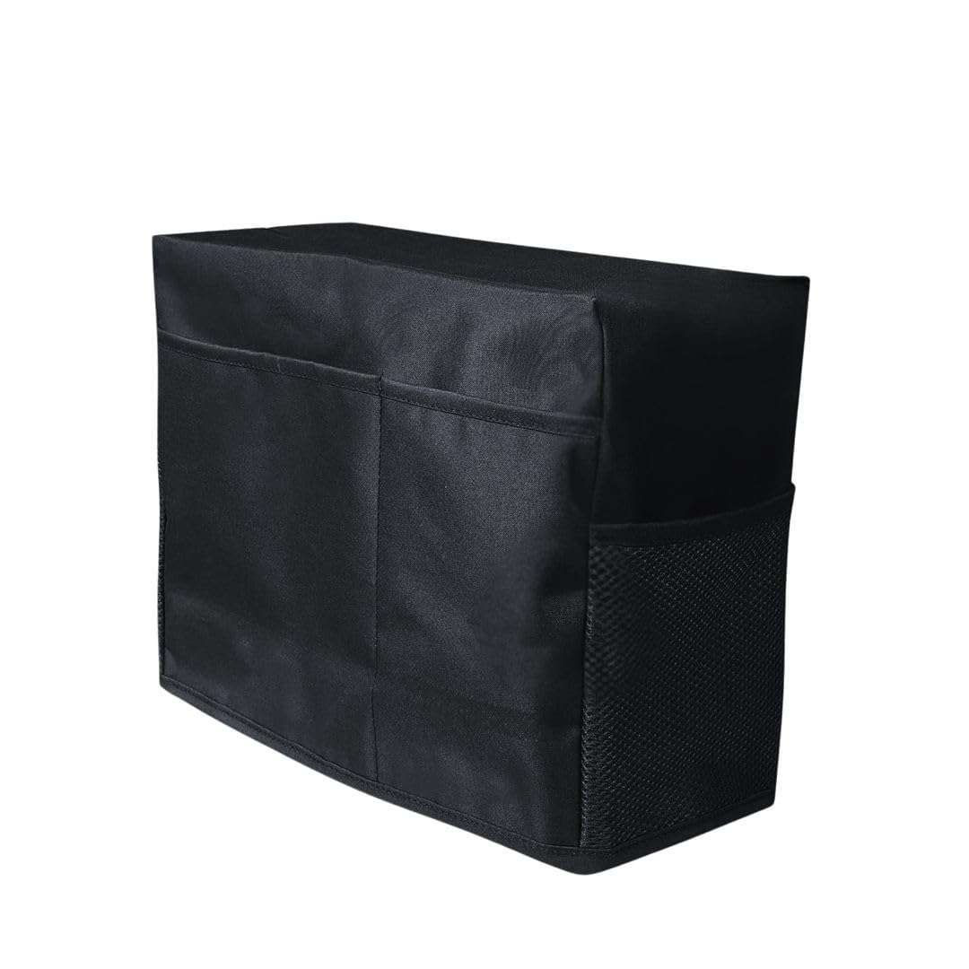 CVANU Sewing Machine Polyester Cover with Storage Pockets Protect from Dust & Dirt Compatible for All Stitching Machine (15.8inchX13.4inch) Black 5