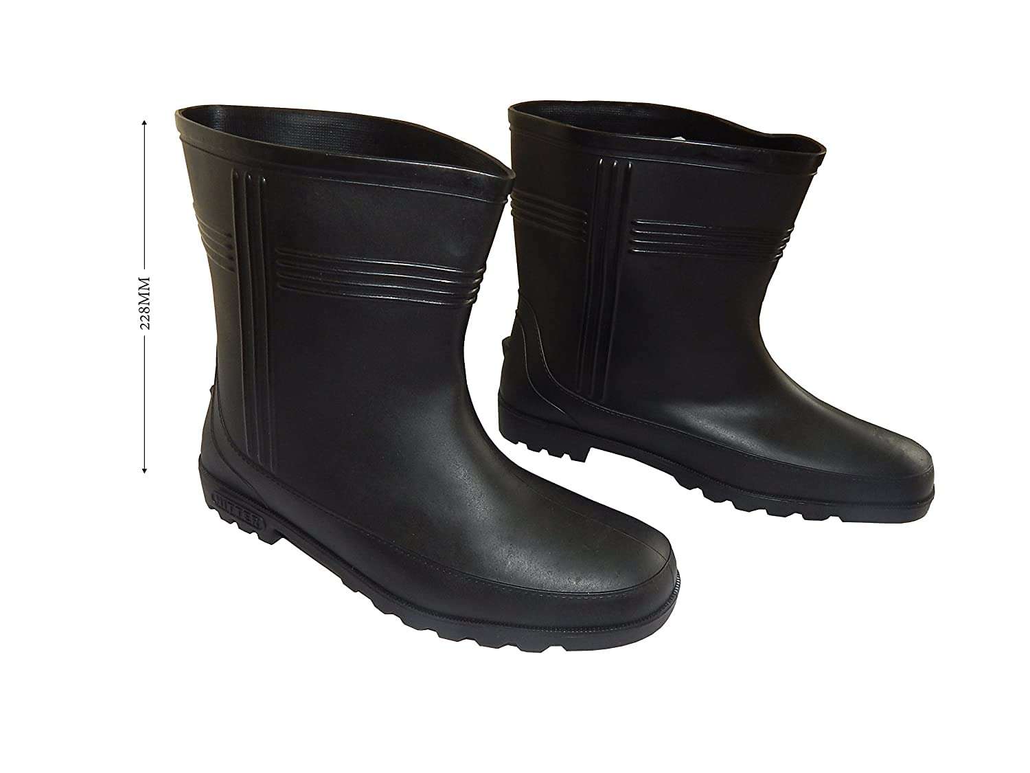 HILLSON Hitter Black Industrial Safety Gumboots Mens Black Long Pvc Boots For High Ankle Safety 9 Inch Size-8 3