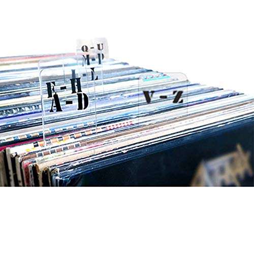 Pearlead 6Pcs Professional Acrylic Vinyl Record Category Label Cards LP Record Divider Cards with Black A-Z Alphabet Lettering (LP Classification Card,Vertical Version) 1