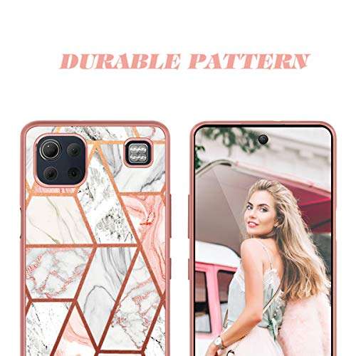 Fingic LG K92 Case, LG K92 5G Case Rose Gold Marble Slim Fit Shockproof Protective Hybrid Hard PC Soft TPU Bumper Cover Phone Cases for LG K92 5G, Rose Gold Marble 2
