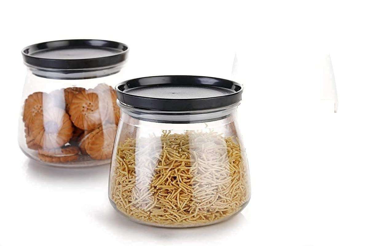 HELONIX Matka Shape Handi Kitchen Storage Containers - Plastic Grocery Container Black Pack of 8 6