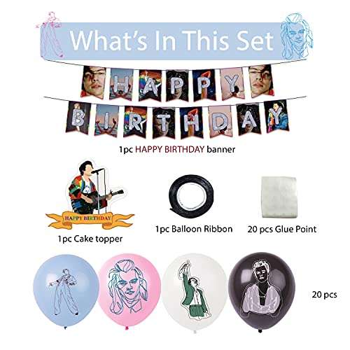 Harry styles birthday decorations, harry styles party decorations Set includes happy birthday banner, harry styles cake toppers,birthday harry styles balloons for harry styles decorations party 5