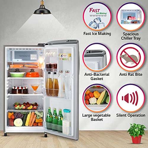LG 185 L 3 Star Direct-Cool Single Door Refrigerator (GL-B201APZD, Shiny Steel, Fast Ice Making, Gross Volume- 190 L) 3