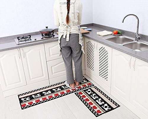 WorldCare® 2Pcs Modern Kitchen Cheaper Anti-Slip Area Rugs Living Room Balcony Bathroom Carpet Set Doormat Bath Mats : Style 23 2