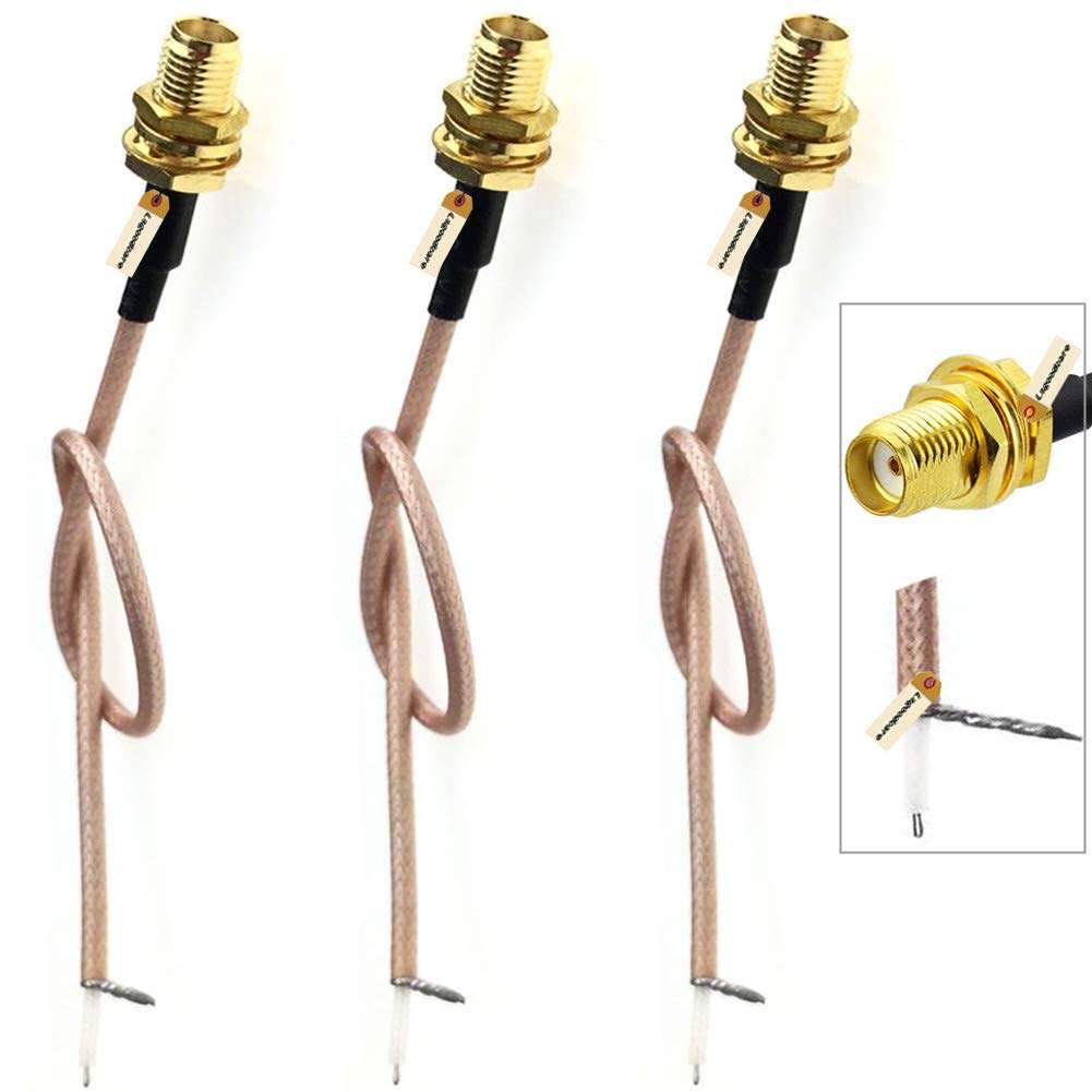Lsgoodcare SMA-Female to Pigtail Antenna Extension Cable- RG316 Coaxial Cable Connector Antenna Adapter,Pack of 3, Length 20Centimetre/8' 1