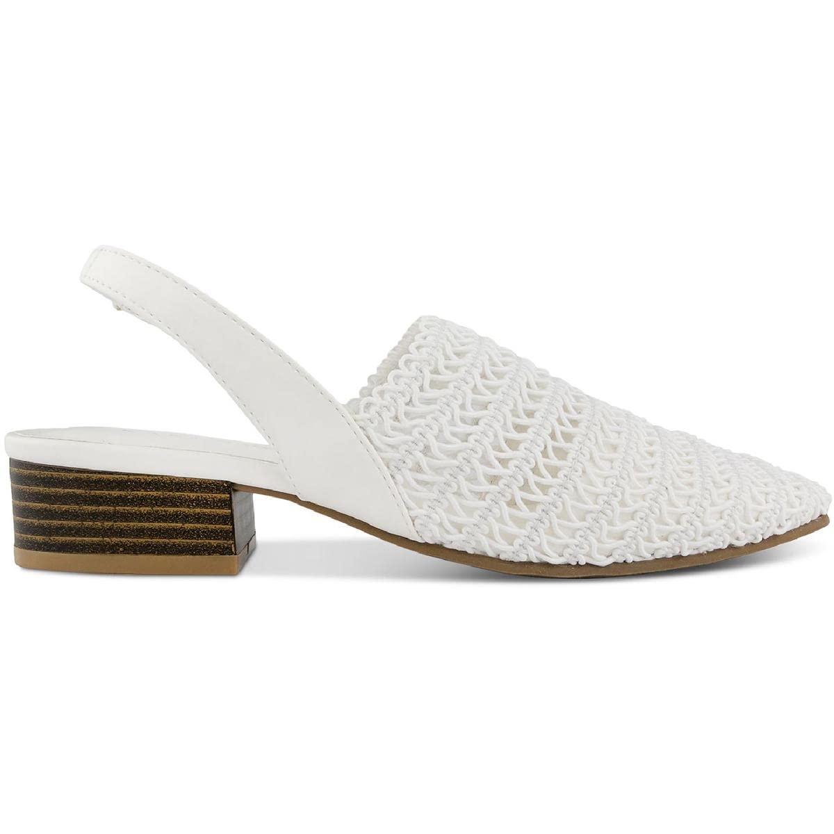 Karen Scott Womens Carolton Woven Square Toe Pumps White 8 Medium (B,M) 3