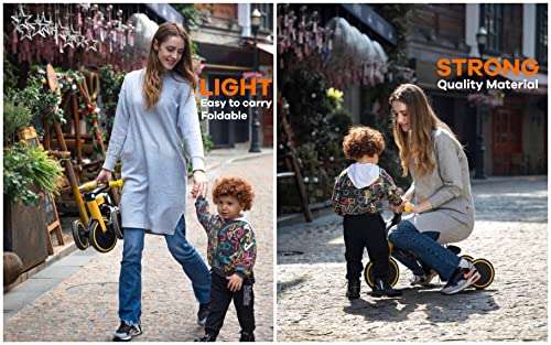 3 in 1 Toddler Bike Kids Tricycle Children Balance Bike Push Bicycle Pedal Trike Bike Removable Pedals Lightweight Portable Foldable No Assembly 2-4 Year Old - by M.A.D. for Everything 6