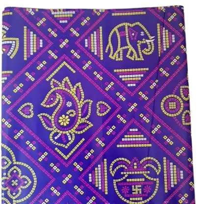 Sejas Collections Jaipuri, Chunri Print Gift Wrapping Paper Sheets with 4 Glitter Tape, 4 Flower Ribbon for Multipurpose Use Pack of 20 Sheets (Set of 2, Green,Purple) 5