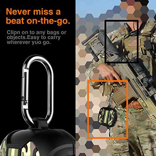 TAGCMC Camo Armor Designed for Galaxy Buds Pro 2 Case(2021),Galaxy Buds Pro Case/Galaxy Buds Live Case Cover - Night Luminous Shockproof Silicone Case,with Detachable Carabiner ，Black/Green Camouflage 4