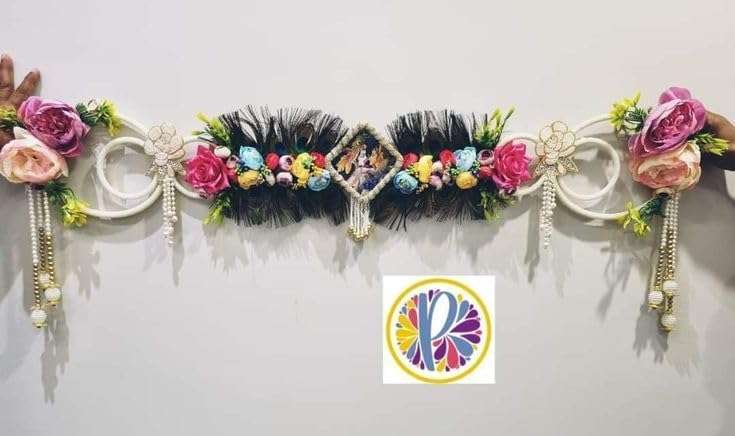 SP Sellplus Radha Krishan with Peacock Feathers Peony Bandhanwar Elegant Decoration | Home and Temple | Perfect for Diwali | Festive Occasions | 1