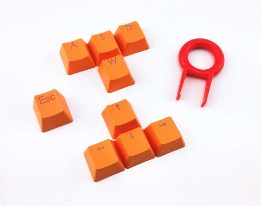 Honbay 9 Orange PBT Keys Backlit Translucent Keycaps for Mechanical Keyboard with Red Key Puller 2