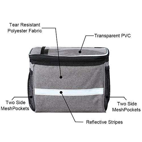 WOTOW Bike Basket Front Bag - Bike Handlebar Insulated Cooler Bag with Cup Holder, Waterproof Bicycle Storage Bag 2.75L for Adult Mountain Road Bikes with 8" Touch Screen Phone Holder 6