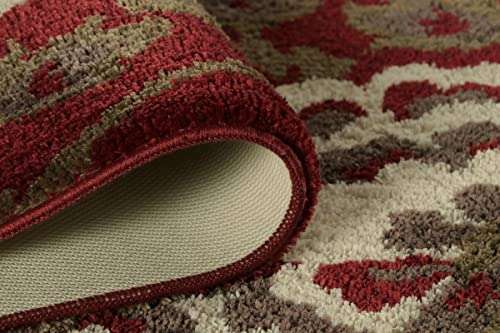 Riviera Large Bath Mat Soft Luxurious Extra Large Polyester Anti Skid Rubber Back | Bathroom Entrance, Bedroom, Living Room, Kitchen, Hall and Shower | Machine wash Red Floral Design (4 X 2.25 Feet) 2